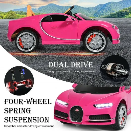 12V Licensed Bugatti Chiron Kids Ride on Car with Storage Box and MP3-Pink