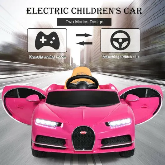 12V Licensed Bugatti Chiron Kids Ride on Car with Storage Box and MP3-Pink