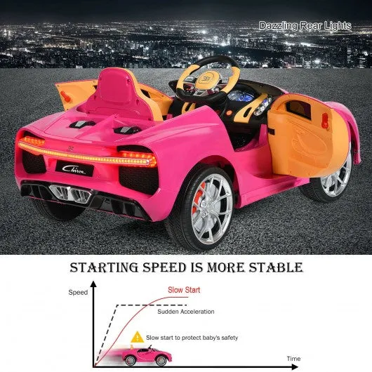 12V Licensed Bugatti Chiron Kids Ride on Car with Storage Box and MP3-Pink