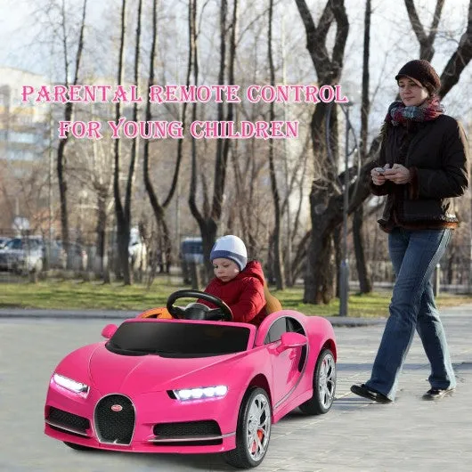 12V Licensed Bugatti Chiron Kids Ride on Car with Storage Box and MP3-Pink