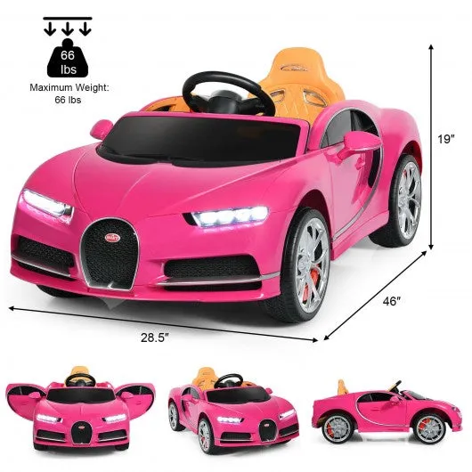 12V Licensed Bugatti Chiron Kids Ride on Car with Storage Box and MP3-Pink