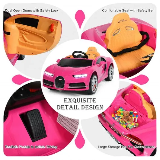12V Licensed Bugatti Chiron Kids Ride on Car with Storage Box and MP3-Pink