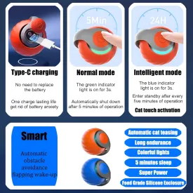 2025 Interactive Cat Toys Ball, Automatic Rolling Adult Cat Toy, Smart Moving Dog Toys for Bored Indoor Outdoor - Motion Activated Cat Toy Power Ball 2.0 Cat Toy (Blue)