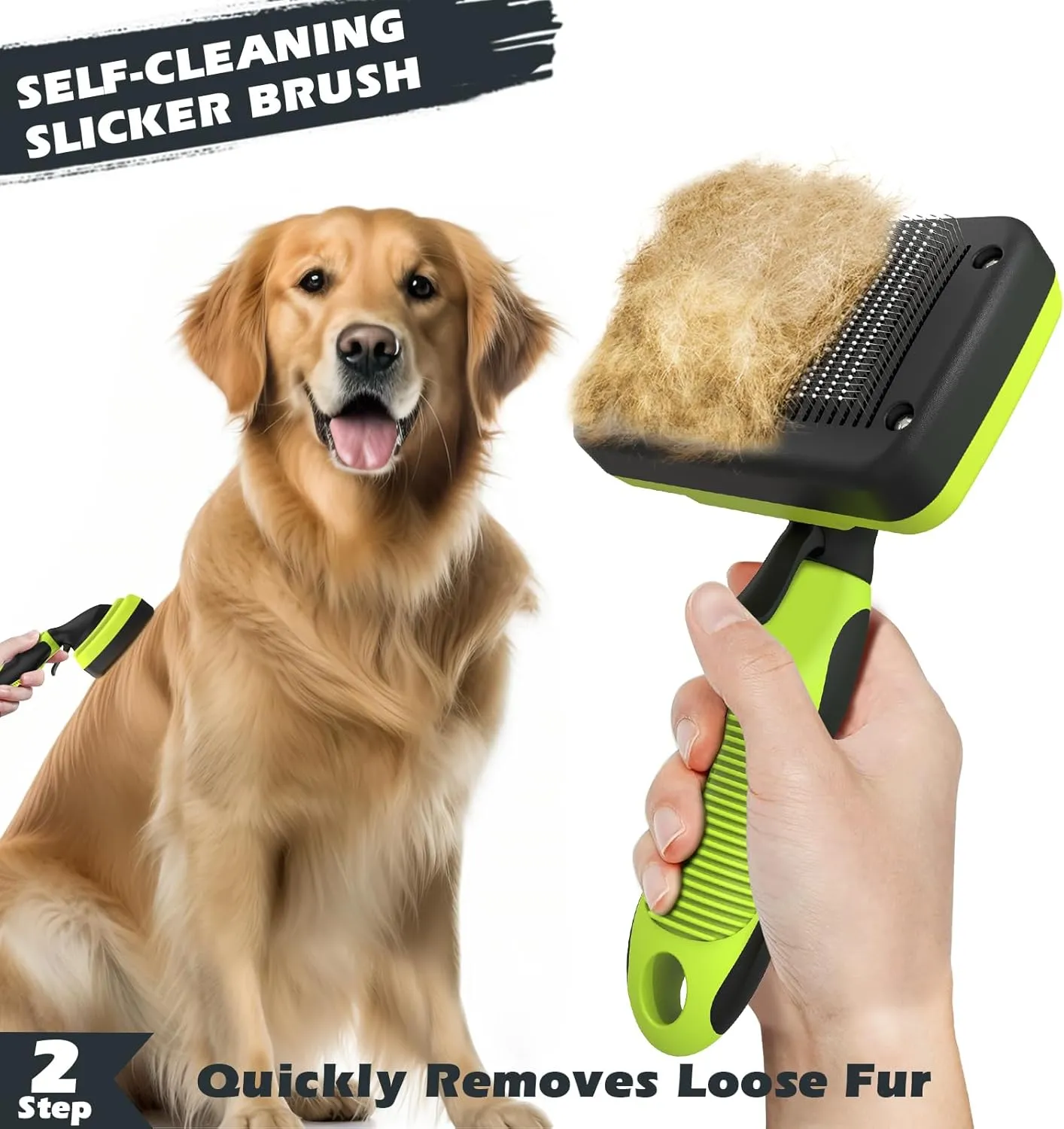 3PCS Dog Grooming Kit - Deshedding Brush, Slicker Brush, Bath Brush and Comb for Pet Supplies (Green Black)
