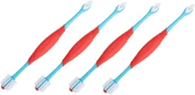 4Pcs Soft Bristles Puppy Toothbrush for Pet Oral Care Dual Head Design for Comprehensive Cleaning for and Cats High Grade TPE Material