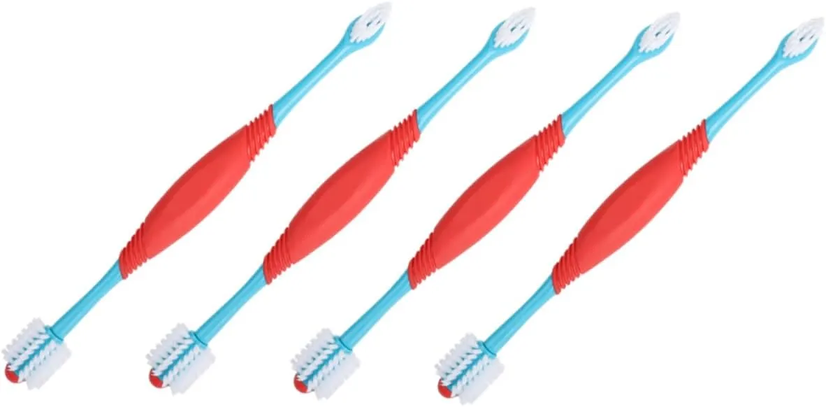 4Pcs Soft Bristles Puppy Toothbrush for Pet Oral Care Dual Head Design for Comprehensive Cleaning for and Cats High Grade TPE Material