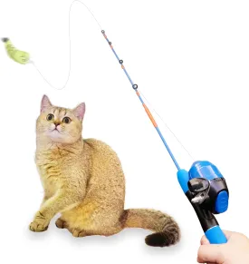 AGGER Cat Casting Fishing Pole Toy, Cat Casting Toy Set, Interactive Toy for Cats, Tangle-Free Design, Cat Toy for Indoor Outdoor Cats