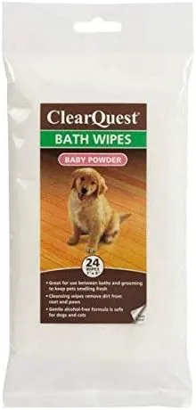 BATH WIPES for DOGS & CATS - Keep Your Pet Smelling Fresh Between Grooming Baths(5 Packages Baby Powder)