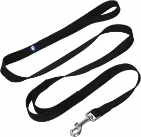 Blueberry Pet Essentials Double Handle Dog Leash for Traffic Control | 5ft. x 3/4" Medium Dog Leash | Classic Dog Leash with Two Handles for Dogs That Pull | Nylon 2 Handle Dog Leash in Black