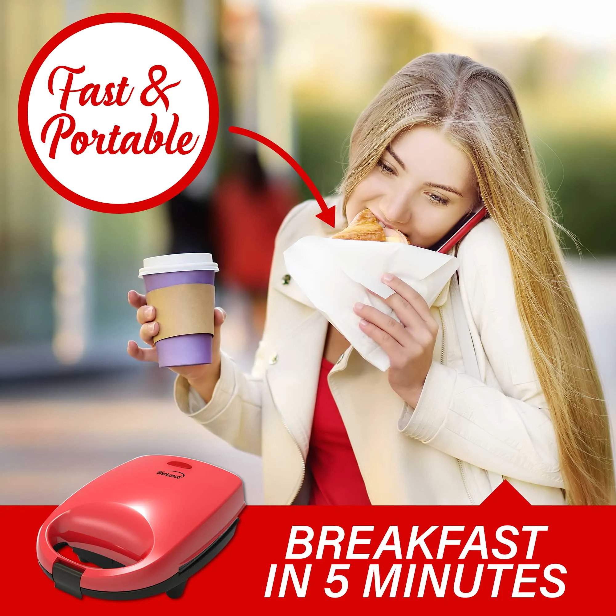 Brentwood TS-256R Mini Sous Vide Style Egg Bite Maker, Red
