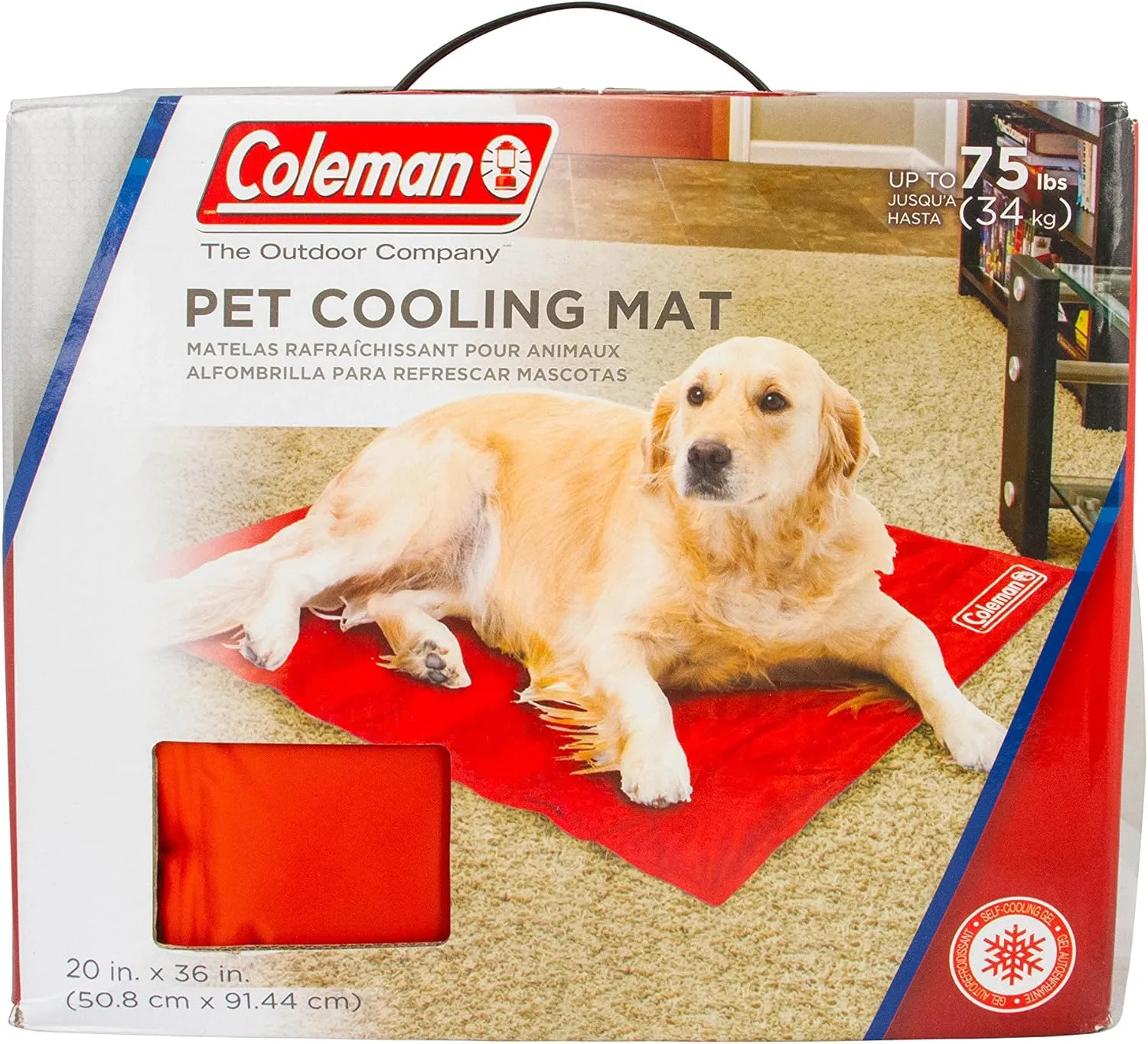 Coleman Comfort Cooling Gel Pet Pad Mat in Large 20x36, for Large Pets (Red)