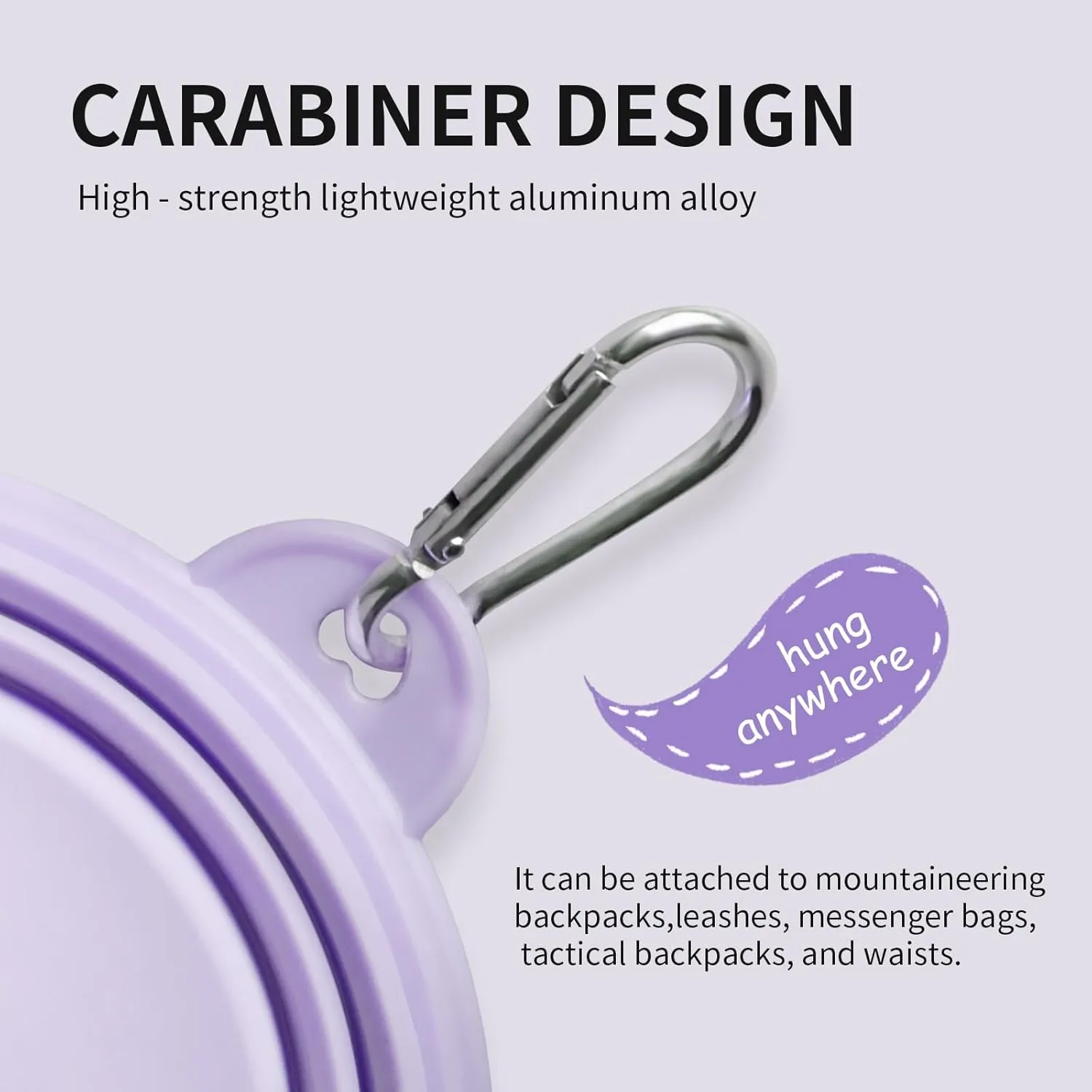 Collapsible Dog Bowls 2-Pack, Portable Travel Dog Bowl with Carabiner, Food-Grade Silicone Pet Bowl for Hiking, Walking (Macaron Blue and Violet)
