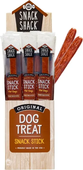 Cosmo's Snack Shack Pork Meat Sticks for Dogs - Original Flavor - All Natural Dog Treat - Made in USA (24 Count Pack of 1)