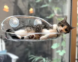 Deluxe Cat Window Perch with Clear ABS Plastic - Strong Suction Cup Hammock, Easy Installation, and Comfortable Design for All Cat Sizes (Clear)