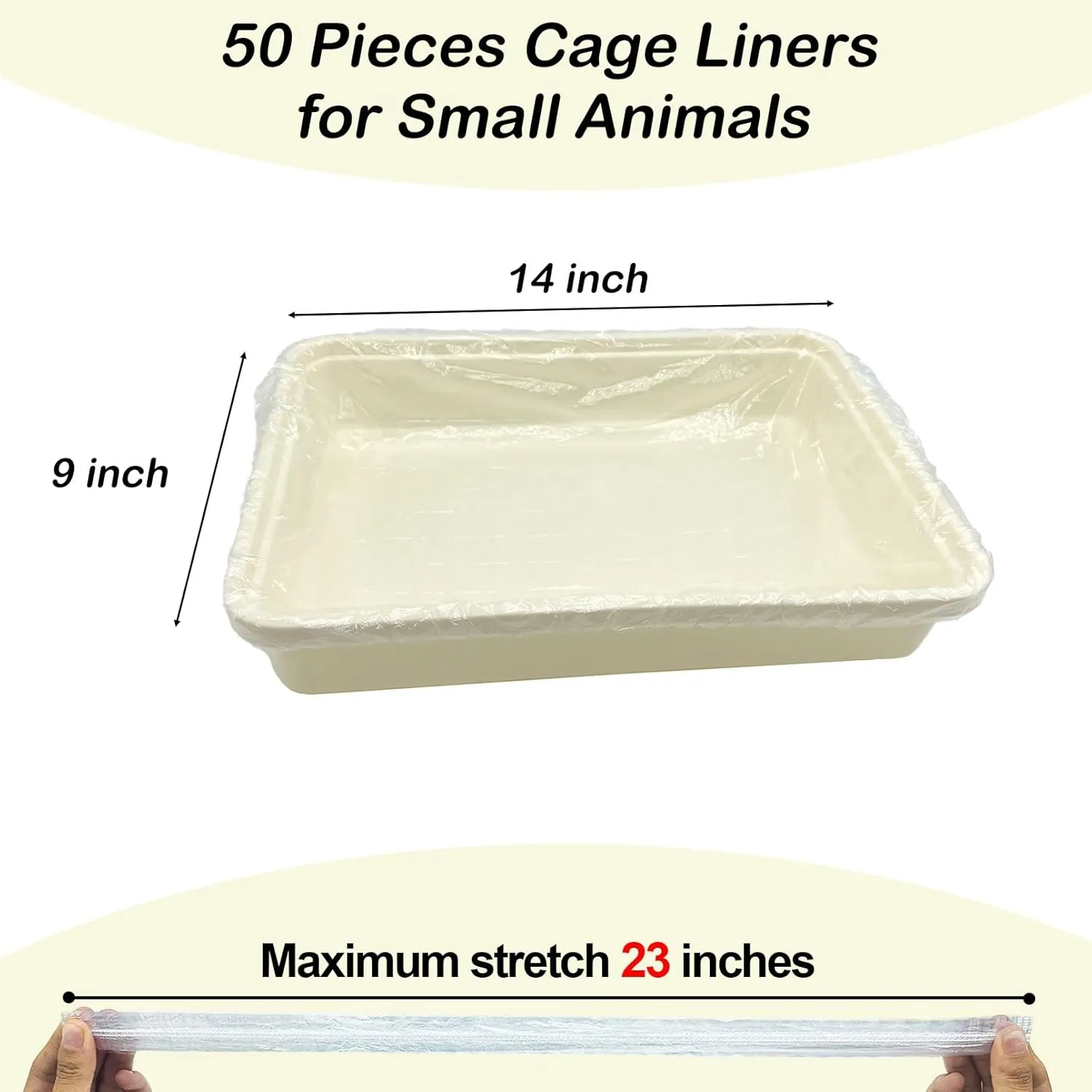 Disposable Small Animal Cage Liners, Rabbit Tray Film Liner Bunny Litter Pan Bags Guinea Pig Cage Toilet Plastic Film for Bird Hamster Chinchilla Hedgehog (50 PCS, 23'')