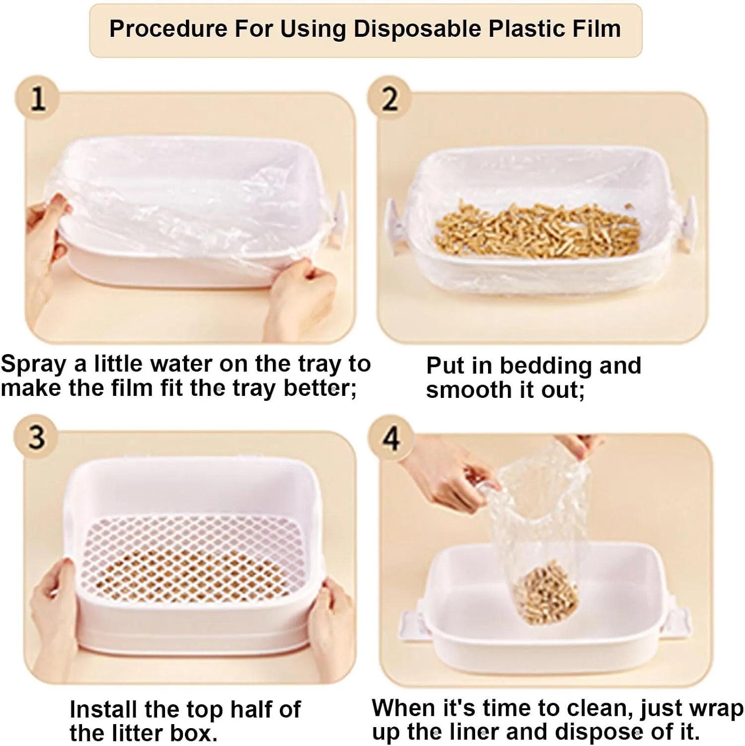 Disposable Small Animal Cage Liners, Rabbit Tray Film Liner Bunny Litter Pan Bags Guinea Pig Cage Toilet Plastic Film for Bird Hamster Chinchilla Hedgehog (50 PCS, 23'')