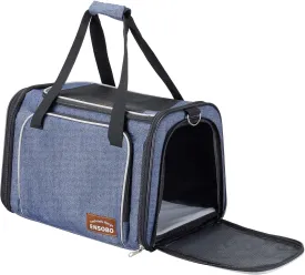 Dog Carrier, ENSOBO Cat Carrier Pet Travel Carrier Bag Airline Approved Folding Fabric Pet Carrier for Small Dogs Puppies and Medium Cats, w/Locking Safety Zippers