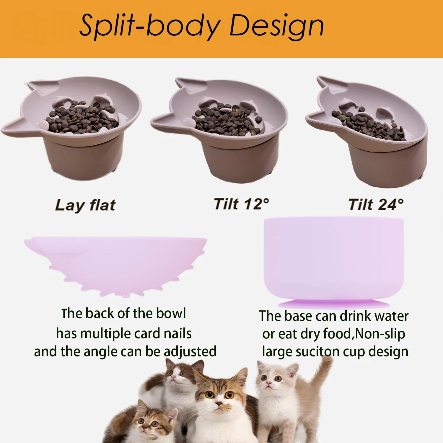 Elevated Silicone Slow Feeder Bowl for Cats - Wide Shallow Dish, Whisker Fatigue Relief, Lead & Cadmium Free, Perfect Height for Cats (Pink, 1 Pack)