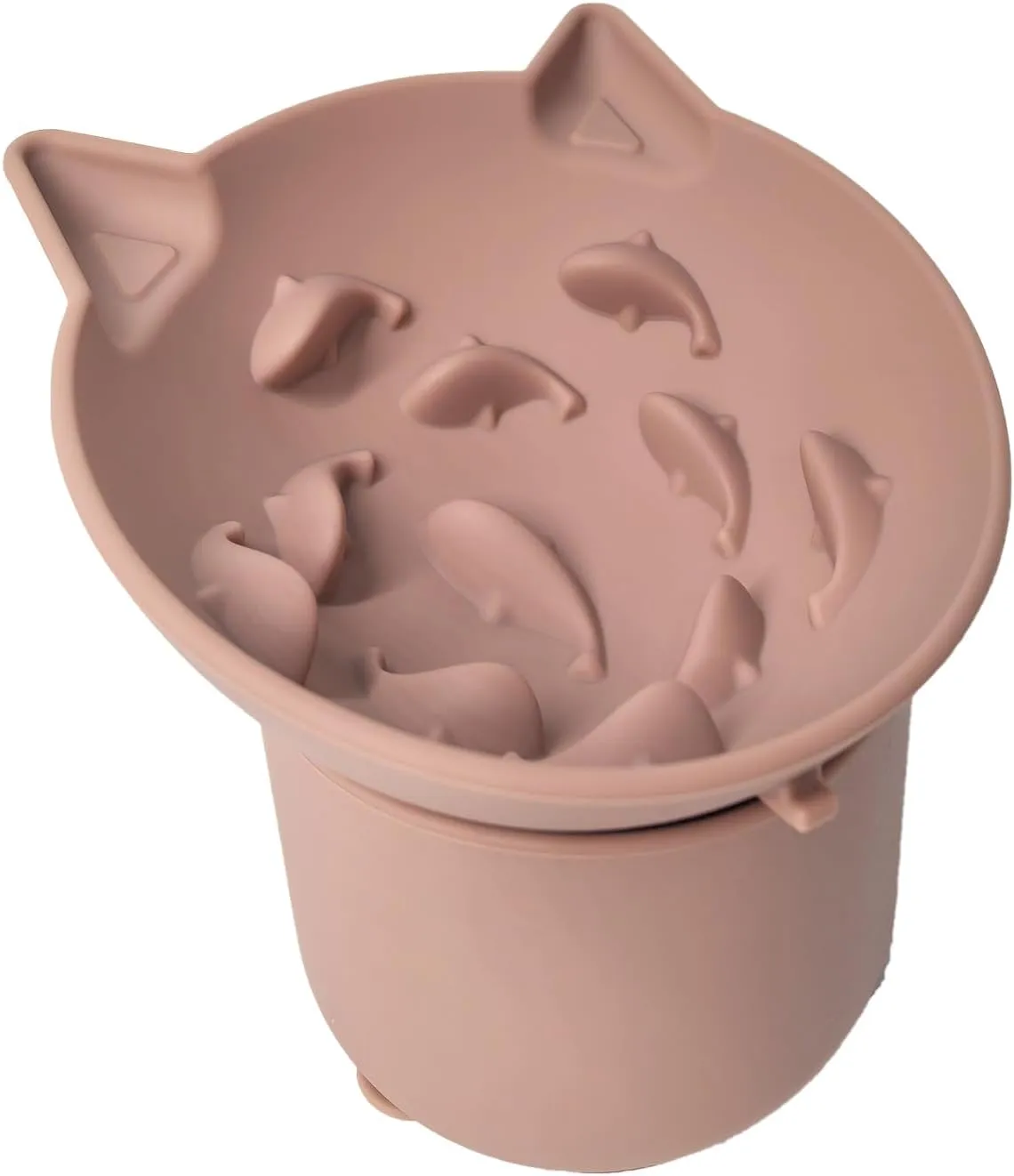 Elevated Silicone Slow Feeder Bowl for Cats - Wide Shallow Dish, Whisker Fatigue Relief, Lead & Cadmium Free, Perfect Height for Cats (Pink, 1 Pack)