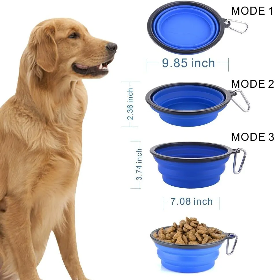 Extra Large Collapsible Dog Bowl, 3L XL Travel Dog Bowl, Foldable Travel Water Dish, 102oz X-Large Portable Collapsable Traveling Bowls with Carabiner for Dogs Walking, Hiking (Blue)