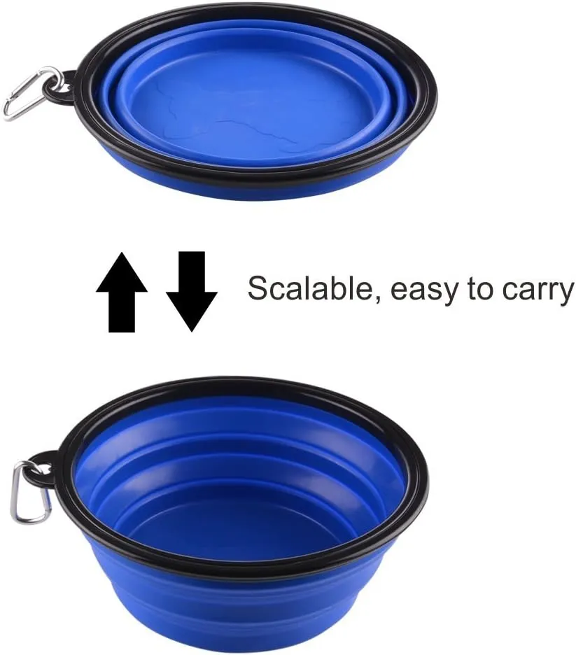 Extra Large Collapsible Dog Bowl, 3L XL Travel Dog Bowl, Foldable Travel Water Dish, 102oz X-Large Portable Collapsable Traveling Bowls with Carabiner for Dogs Walking, Hiking (Blue)