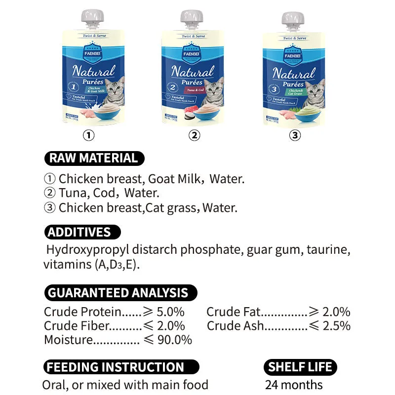 FAENBEI  Cat Treats Nozzle Pouch Twist and Serve 3.17oz (pack of 5)
