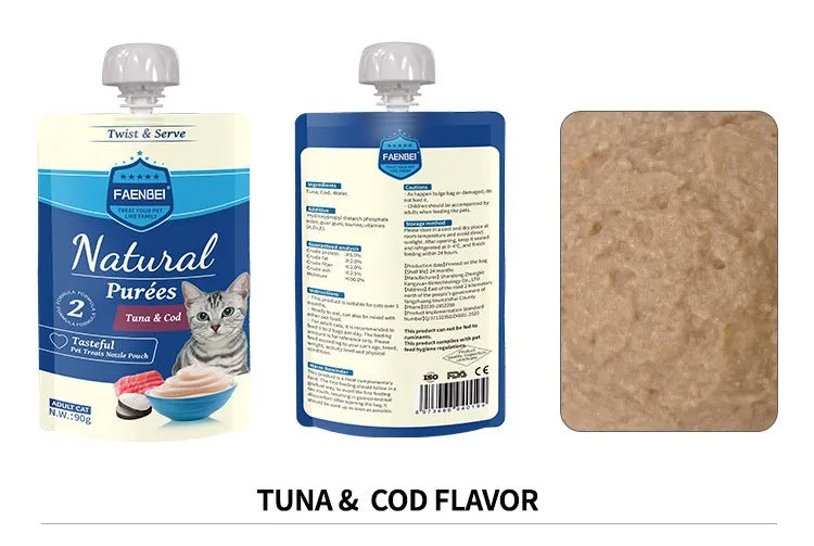 FAENBEI  Cat Treats Nozzle Pouch Twist and Serve 3.17oz (pack of 5)