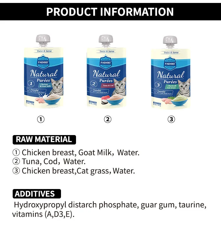 FAENBEI  Cat Treats Nozzle Pouch Twist and Serve 3.17oz (pack of 5)