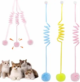 Hanging Cat Teaser Stick, 2025 Upgrade Interactive Cat Teaser Retractable Toys Cats Spring Toys, Upgrade Self-Play Hanging Stretchable Cats Spring with Bell Soft Plush Interactive Toy