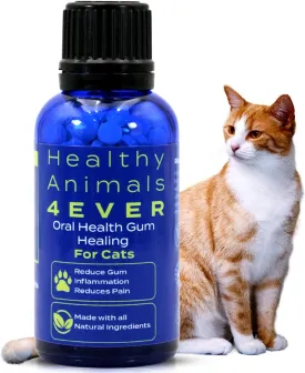 Healthy Animals 4 Ever Oral Health Gum Healing for Cats - Relieves Inflammation, Soothes Pain, Fights Gum Disease - Natural, Non-GMO, Organic - Gluten, Preservative & Chemical Free Supplement - 300 ct