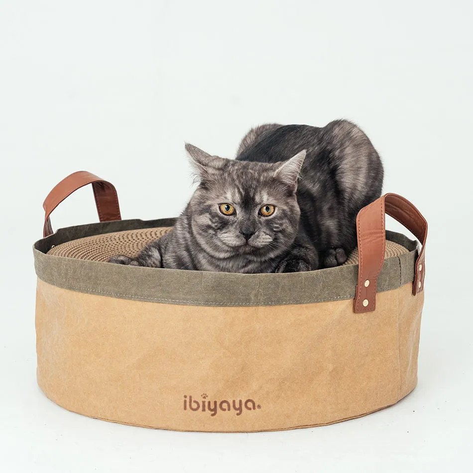Ibiyaya Sand Dune Round Cat Scratcher with Replaceable Cardboard Insert