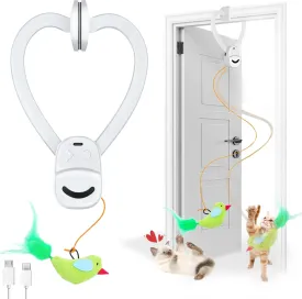 Interactive Cat Toys for Indoor Cats Automatic Electric Flying Bird Feather Wand Toy - Best Kitten & Adult Cat Enrichment Stimulation Toy Hanging Electric Kitty Toys for Bored Cats