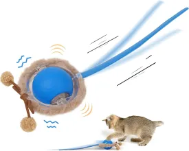 Interactive Cat Toys for Indoor Cats,Motion Activated Automatic Moving Ball with Lights,Electric Self Rotating Ball with Chirping,Rechargeable Smart Cat Toys for Bored