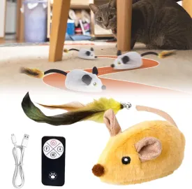 Interactive Cat Toys, Indoor Remote Control Cat Toys, Automatic Cat Toys Mouse, Simulation Plush Rechargeable Mobile Cat Mouse Toys with Lights will Automatically Turn The Cat Chase Toys (Yellow)