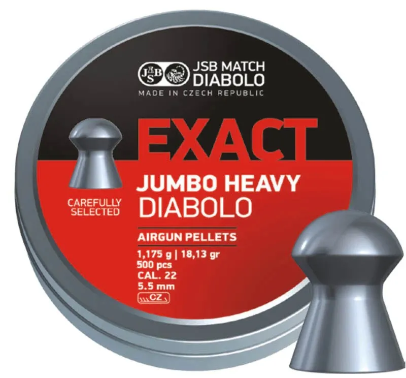 JSB EXACT JUMBO HEAVY .22 18.13GR AIR PELLETS (500)