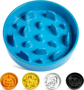 LE TAUCI Ceramic Slow Feeder Dog Bowls Small Breed, 0.6 Cups Dog Food Dish for Fast Eaters, Puzzle Bowl for Small Dogs and Cats,Blue