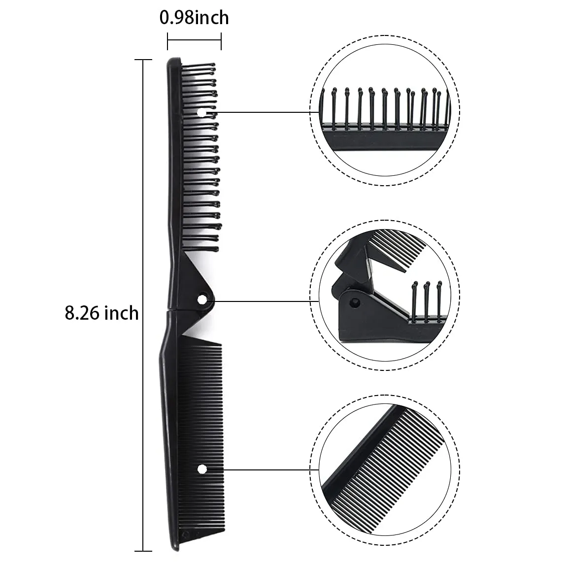 LOUISE MAELYS Portable Travel Folding Hair Brush Compact Pocket Double Headed Anti-static Comb