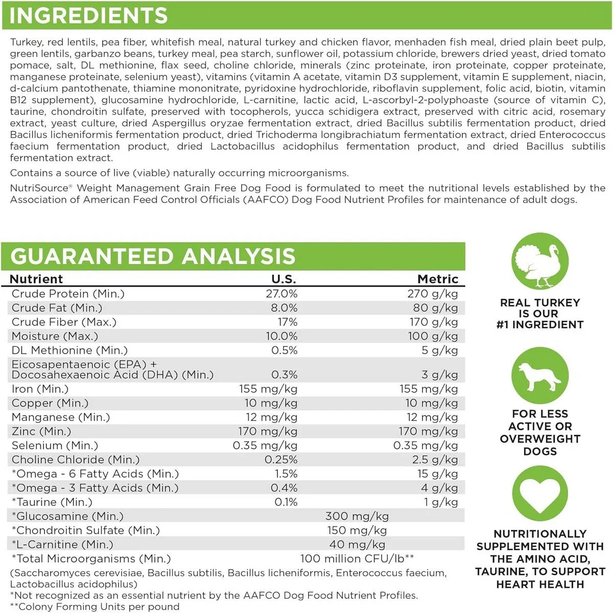 NutriSource Grain Free Turkey Weight Management Dry Dog Food 4lb