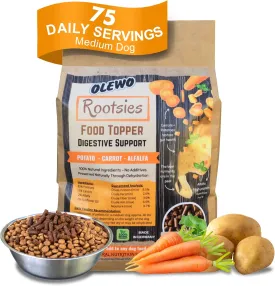 Olewo Rootsies Food Topper  Sensitive Stomach Dog Food, Fiber for Dog Stool Hardener, Dog Food Toppers for Picky Eaters, Probiotics for Dogs Digestive and Dog Gut Health, 2.2 lbs