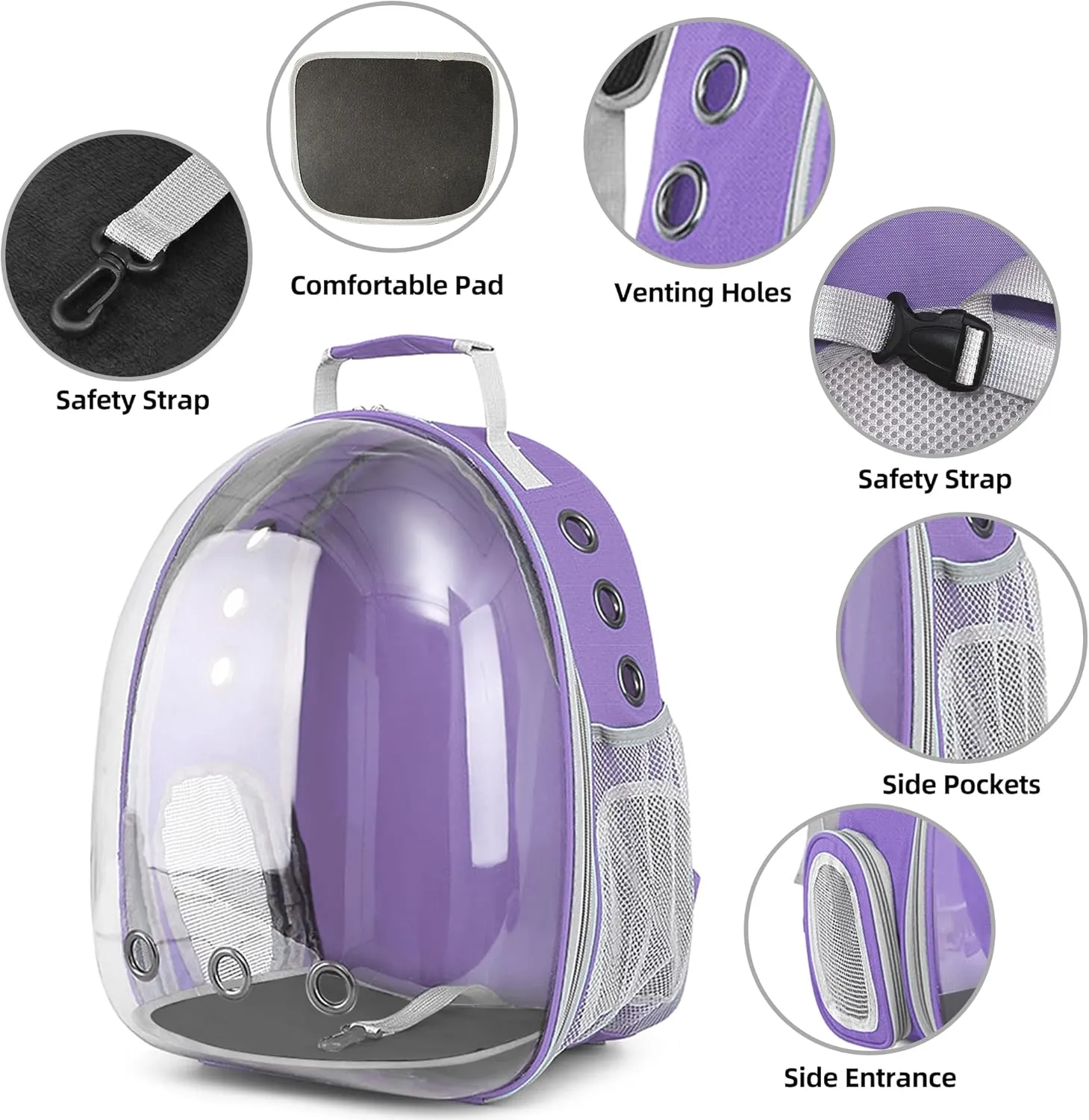 Pet Backpack Carrier,Bubble Backpack Cat Carrier,Pets and Small Dogs,Space Capsule Pet Carrier for Traveling, Walking, Hiking and Outdoor Activities (Purple)