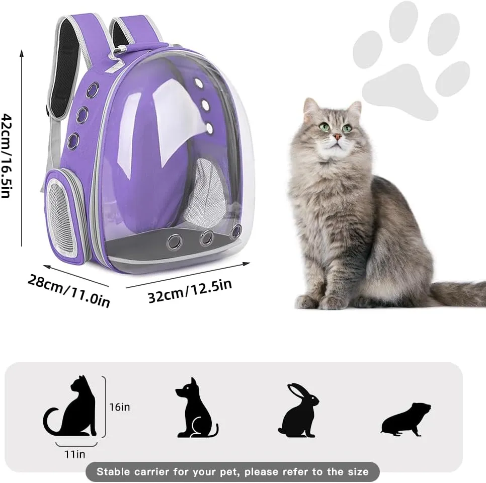 Pet Backpack Carrier,Bubble Backpack Cat Carrier,Pets and Small Dogs,Space Capsule Pet Carrier for Traveling, Walking, Hiking and Outdoor Activities (Purple)