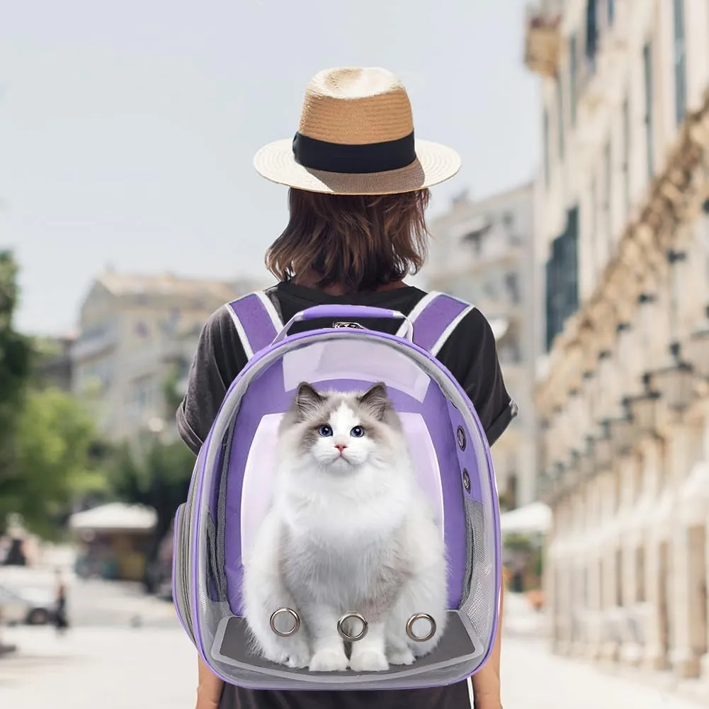 Pet Backpack Carrier,Bubble Backpack Cat Carrier,Pets and Small Dogs,Space Capsule Pet Carrier for Traveling, Walking, Hiking and Outdoor Activities (Purple)