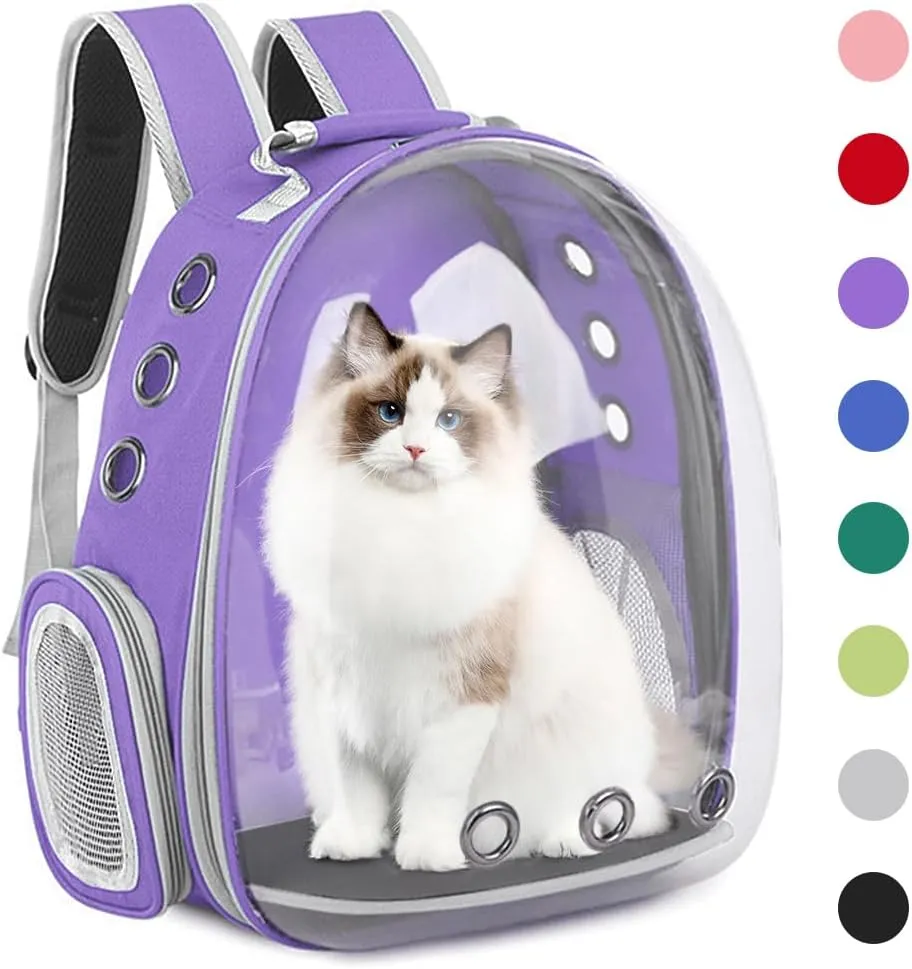 Pet Backpack Carrier,Bubble Backpack Cat Carrier,Pets and Small Dogs,Space Capsule Pet Carrier for Traveling, Walking, Hiking and Outdoor Activities (Purple)