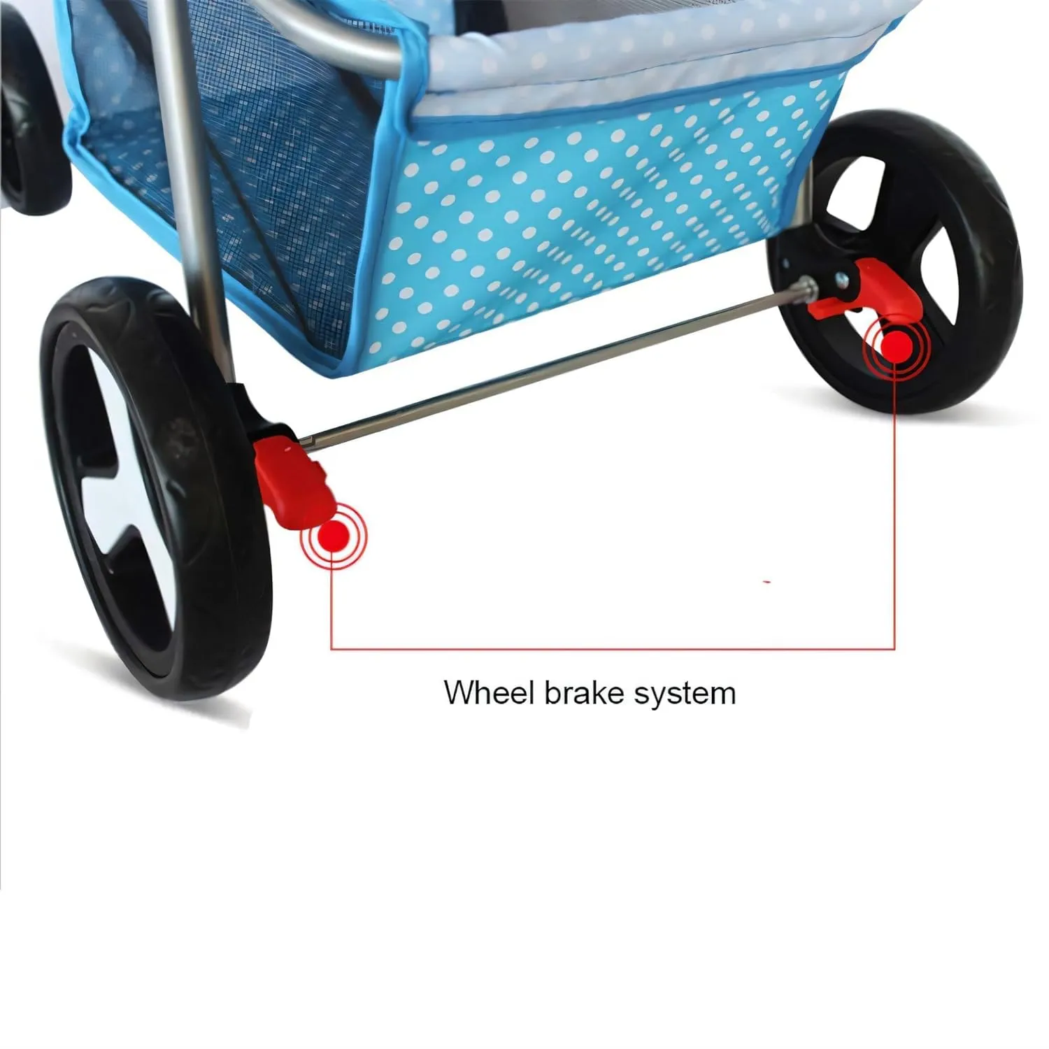 Pet Dog Stroller, 4 Wheel Foldable Cat Dog Stroller with Storage Basket and Cup Holder, Multifunction Dog Cat Jogger Stroller for Medium Small Dogs Cats, Pink