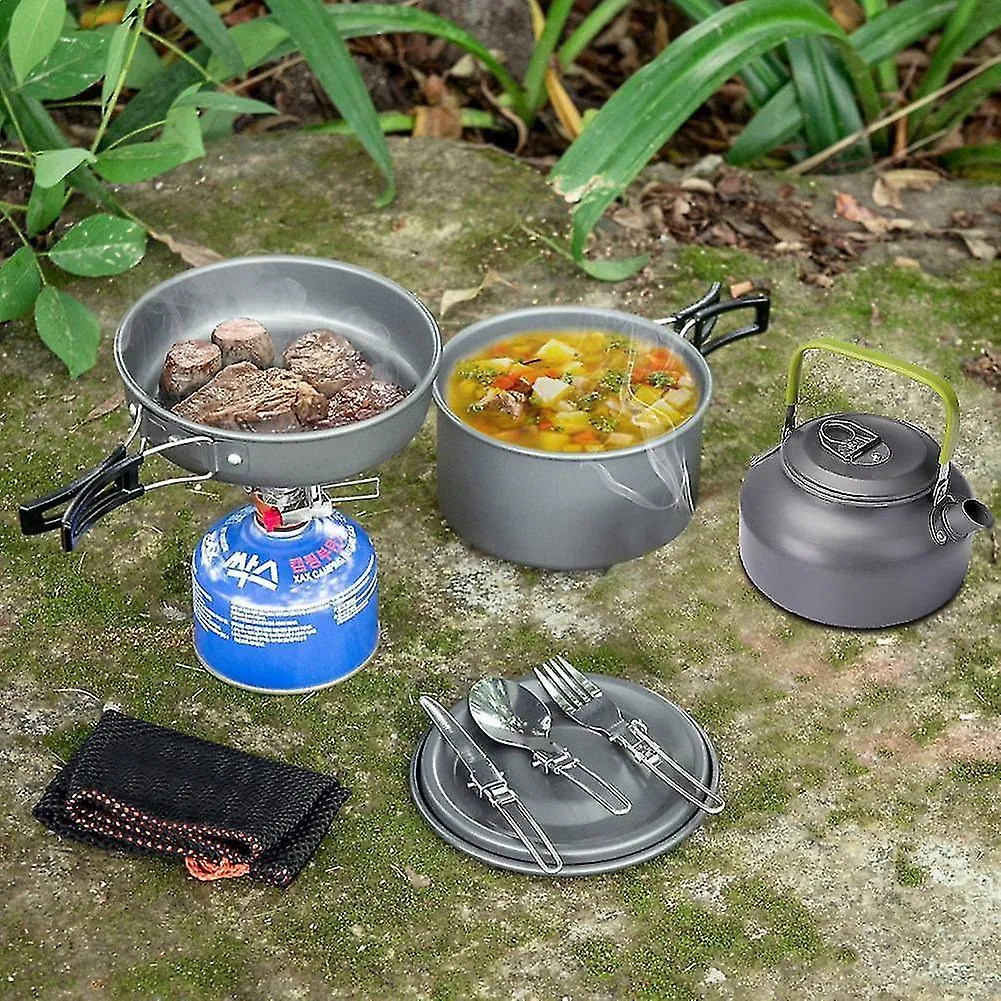 Portable cooking stoves portable camping cookware aluminum travelling hiking picnic bbq tableware set outdoor cooking