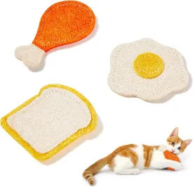 Potaroma Loofah Cat Chew Toys with Catnip and Silvervine, 3PCS Interactive Kitten Loofa Dental Teething and Biting Catnip Toys for Cat Dental Cleaning, 3.0 Inches