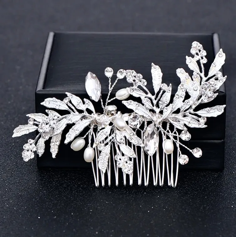 "Daphne" - Pearl and Crystal Bridal Hair Comb - Available in Gold and Silver