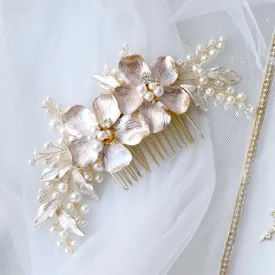 "Geneva" - Pearl Bridal Hair Comb - Available in Gold and Silver