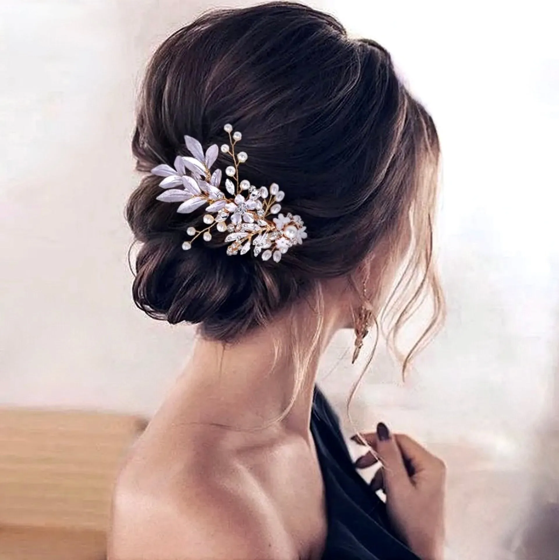 "Lesley" - Gold Pearl Bridal Hair Comb