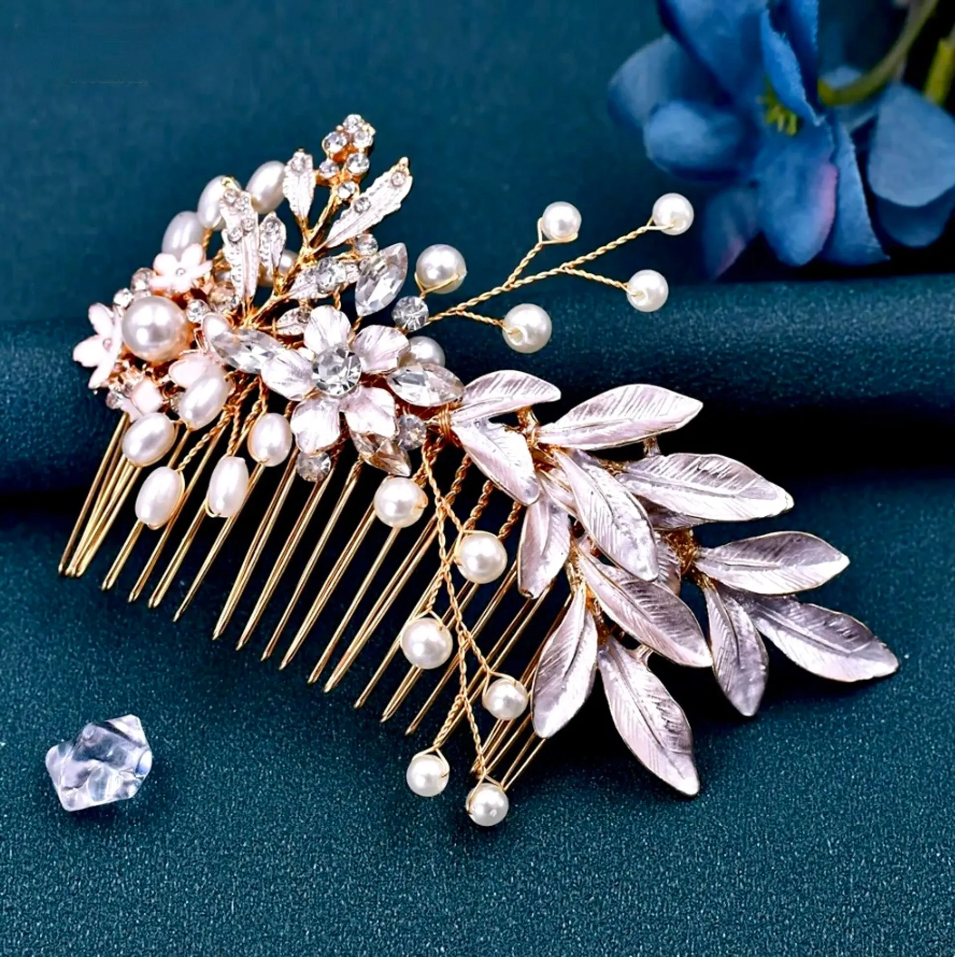 "Lesley" - Gold Pearl Bridal Hair Comb